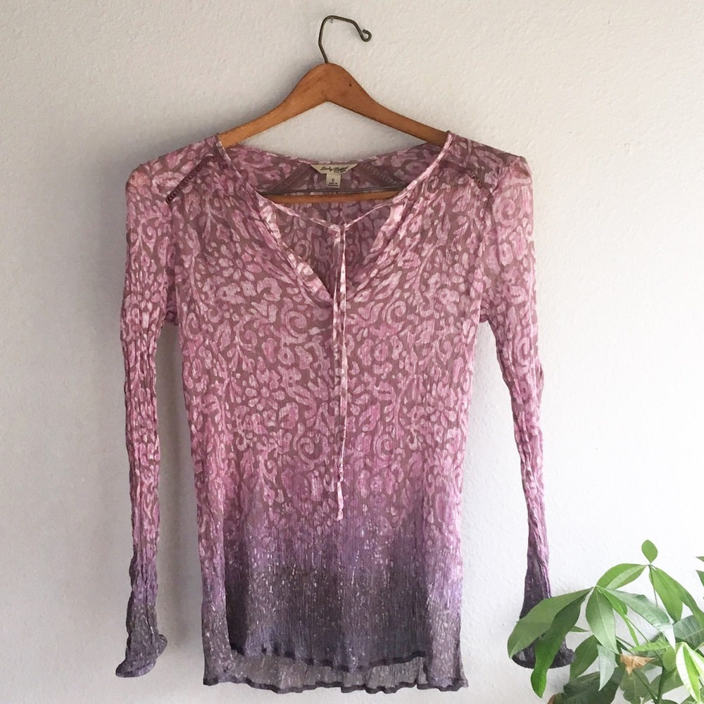 ‼️ Long sleeve sheer purple boho top Lucky Brand